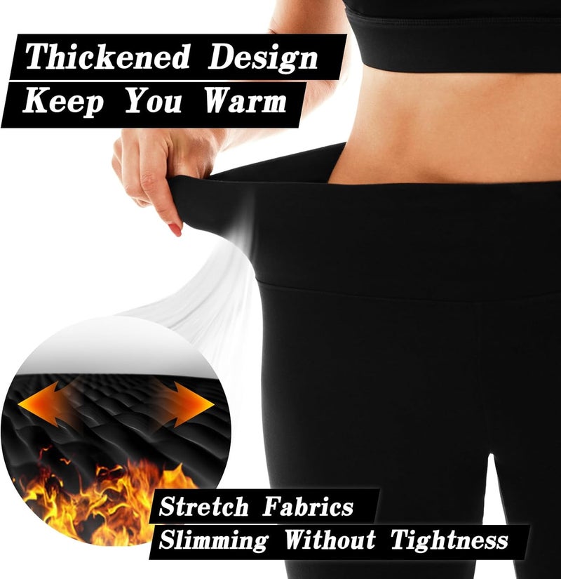 Walifrey Fleece Lined Leggings Women 2 Pack, Women's High Waisted Thermal Warm Winter Leggings for Workout - Image 2